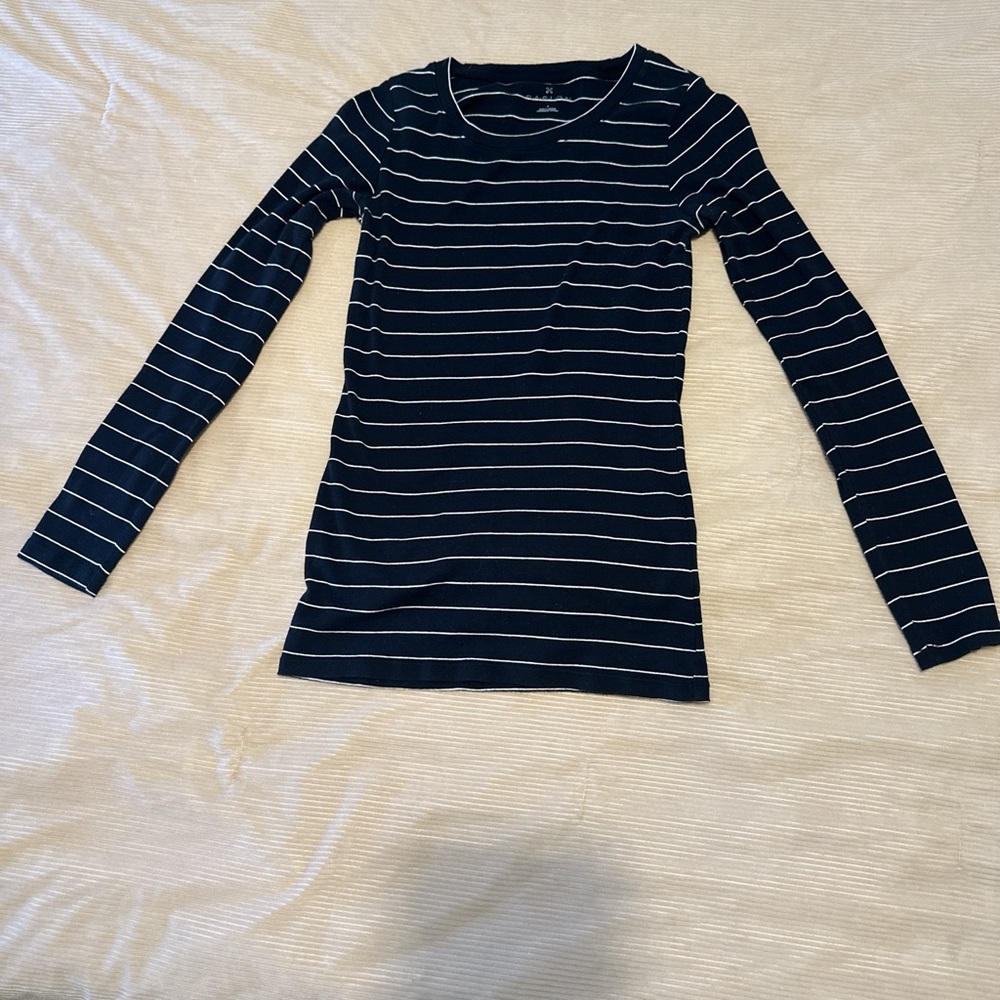 Caslon Black and White Striped Long-Sleeve Tee 💯 Cotton